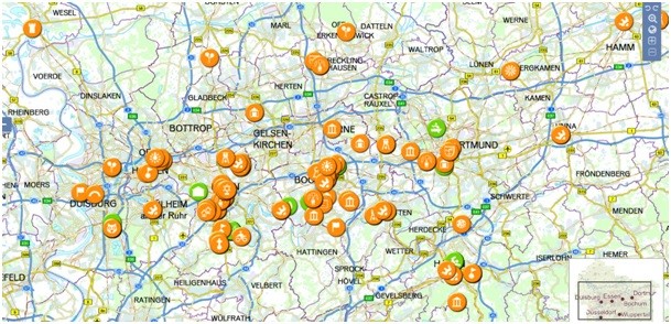 Angebotsdichte im Ruhrgebiet: Freizeit- und Kultureinrichtungen (Quelle: RVR)